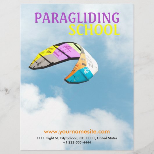 PARAGLIDING SCHOOL - sjabloon flyer (Voorkant)