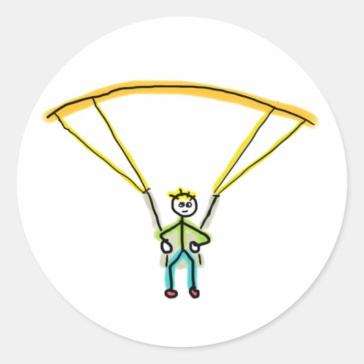 Paragliding Stickman Ronde Sticker (Voorkant)