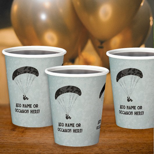Paragliding thema Grijs Metaal Look mannenfeest Papieren Bekers