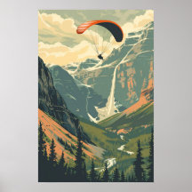  Paragliding Vliegen in het Bergen Poster