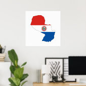 paraguay country flag map form silhouette poster (Thuiskantoor)
