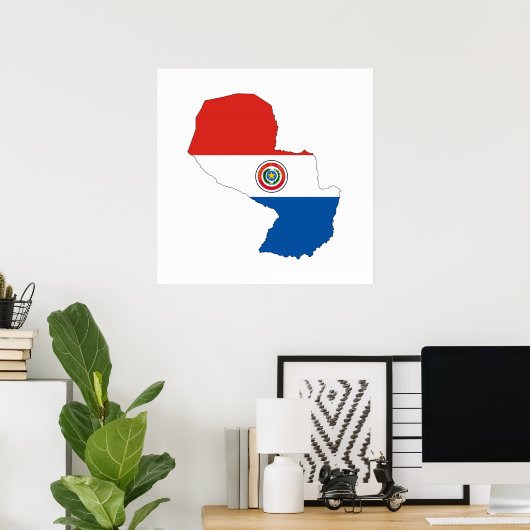 paraguay country flag map form silhouette poster (Thuiskantoor)