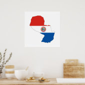 paraguay country flag map form silhouette poster (Keuken)