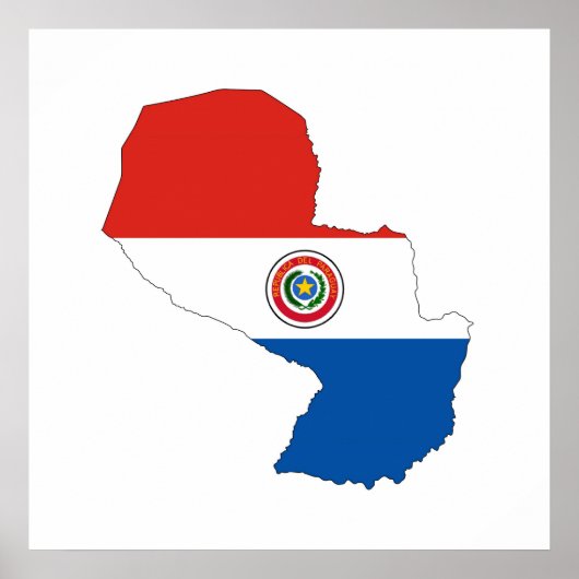 paraguay country flag map form silhouette poster (Voorkant)