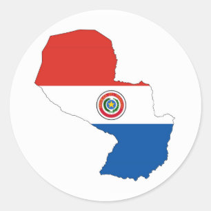paraguay country flag map form silhouette ronde sticker