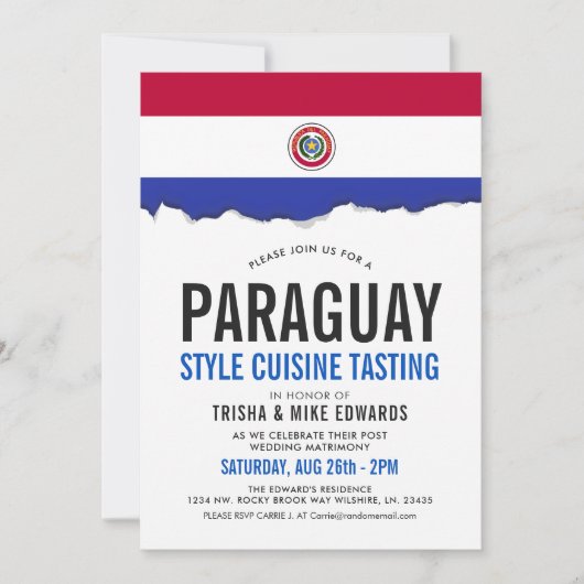 Paraguay Cuisine | Flag White Invite Kaart (Voorkant)