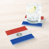 Paraguay Flag Glazen Onderzetter (Schuin)