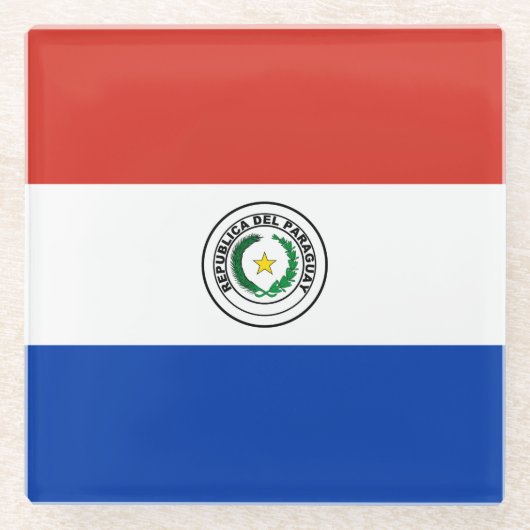 Paraguay Flag Glazen Onderzetter (Voorkant)