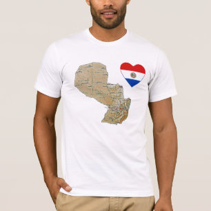 Paraguay Flag Heart en Map T-Shirt