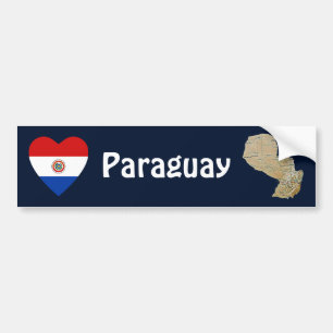 Paraguay Flag Heart + Map Bumpersticker
