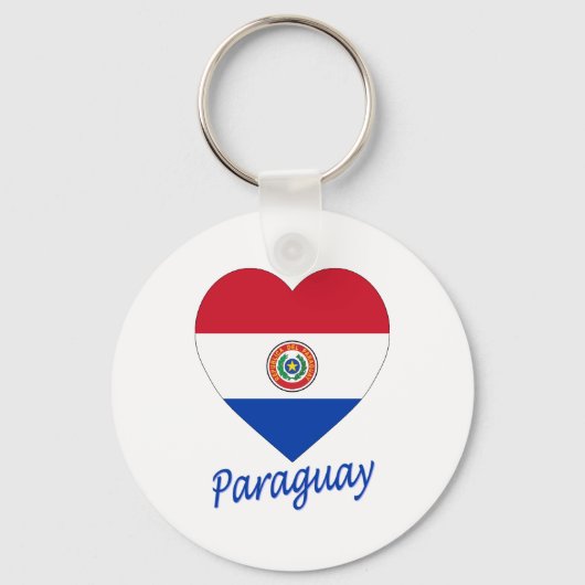Paraguay Flag Heart Sleutelhanger (Voorkant)