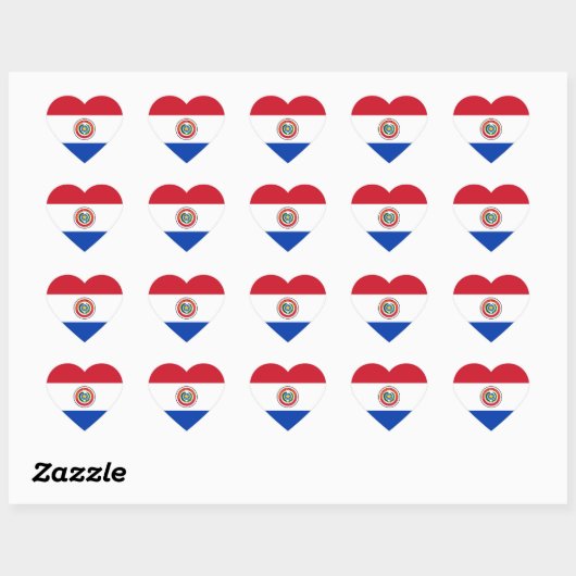 Paraguay Flag Heart Sticker (Vel)