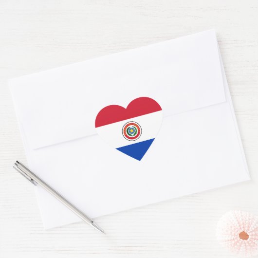 Paraguay Flag Heart Sticker (Envelop)