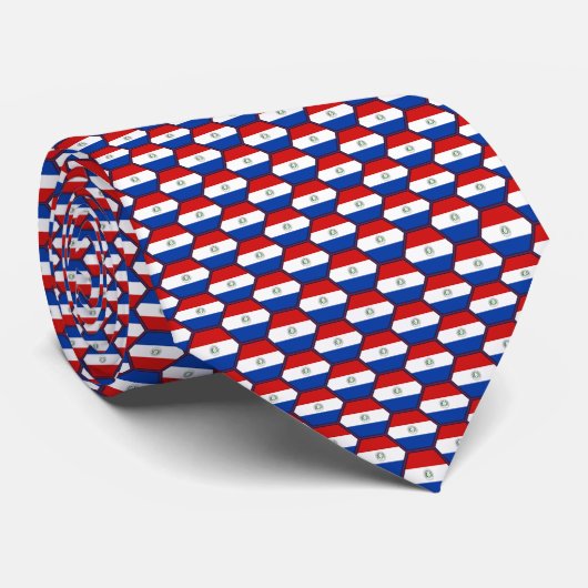 Paraguay Flag Honeycomb Stropdas (Opgerold)