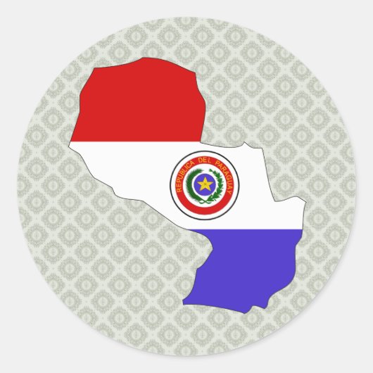 Paraguay Flag Kaart op ware grootte Ronde Sticker (Voorkant)