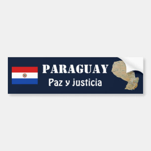 Paraguay Flag + Map Bumpersticker