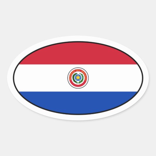 Paraguay Flag Oval Sticker (Voorkant)