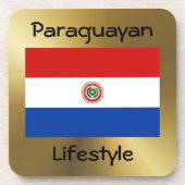 Paraguay Flag+Text Onderzetter (Voorkant)