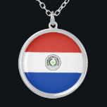 Paraguay Flag Zilver Vergulden Ketting<br><div class="desc">Patriottische vlag van Paraguay.</div>