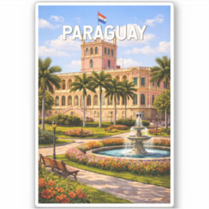 Paraguay Illustratie Reis Kunst Vintage Sticker