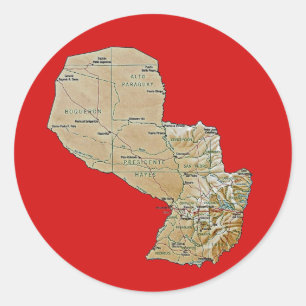 Paraguay Kaart Sticker