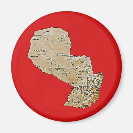 Paraguay Kaartmagneet Magneet (Voorkant)