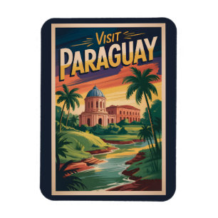 Paraguay Landschap Illustratie Reis Kunst Vintage Magneet