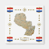 Paraguay Map + Vlaggen Magnet (Voorkant)