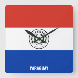Paraguay National Flag Patriotic  Vierkante Klok