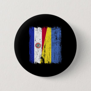 Paraguay Oekraine Half Vlag Paraguayaans Oekraïens Ronde Button 5,7 Cm