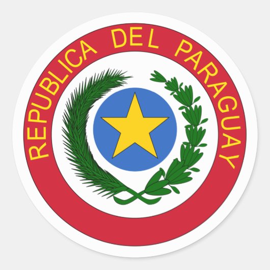Paraguay officieel wapen heraldiek symbool ronde sticker (Voorkant)