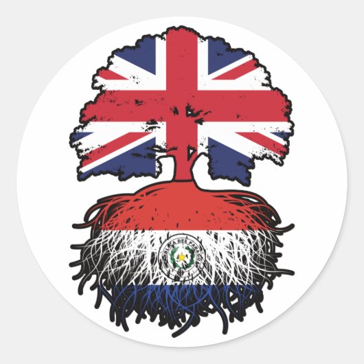 Paraguay Paraguayaans Brits - Brits - Bondboomkwek Ronde Sticker (Voorkant)