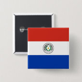 Paraguay (Paraguayaanse vlag) Vierkante Button 5,1 Cm (Voorkant /achterkant)