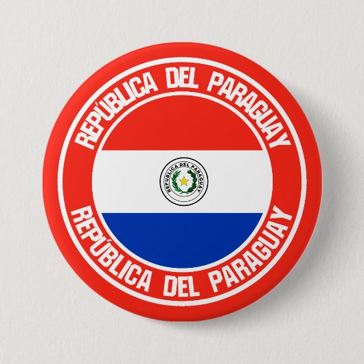 Paraguay Ronde Embleem Button 7,6 Cm (Voorkant)
