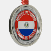 Paraguay Round Emblem Metalen Ornament (Rechts)