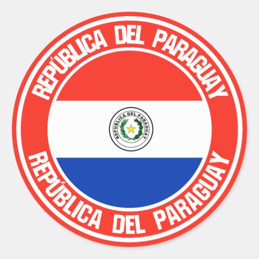 Paraguay Round Emblem Ronde Sticker (Voorkant)