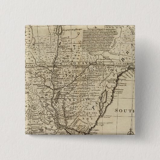 Paraguay Vierkante Button 5,1 Cm (Voorkant)