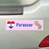 Paraguay Vlag Hart + Landkaart Bumpersticker (Op auto)