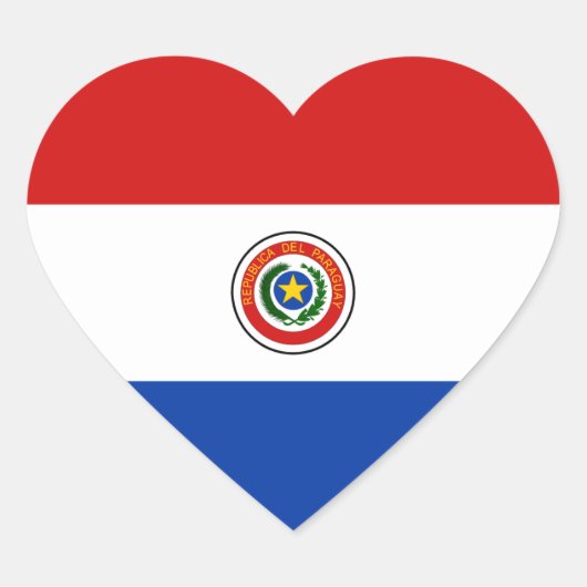 Paraguay Vlag Hart Sticker (Voorkant)