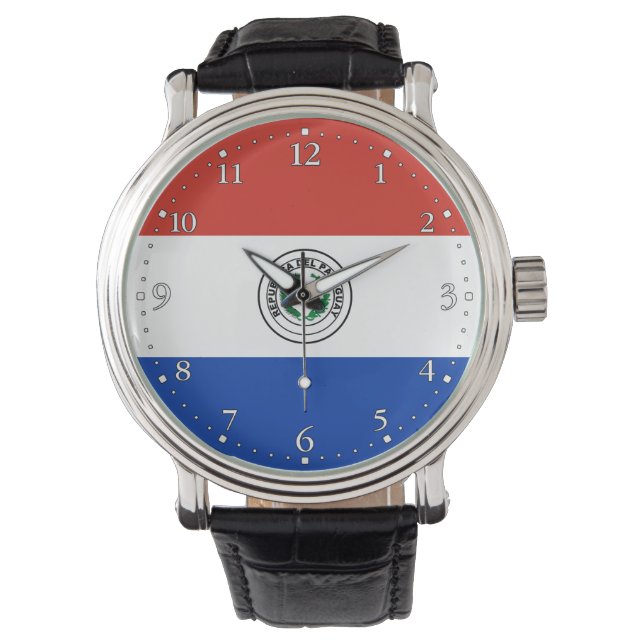 Paraguay Vlag Horloge (Voorkant)