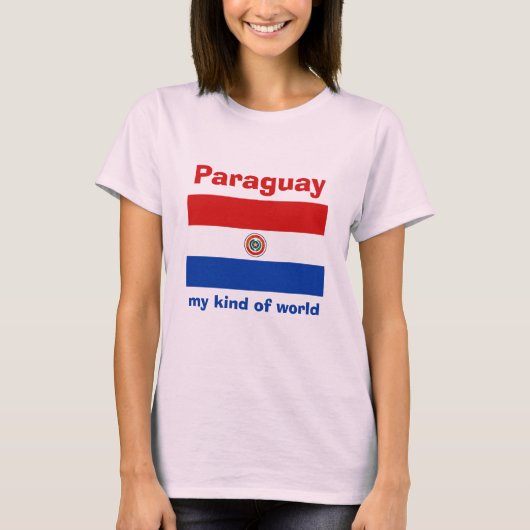 Paraguay Vlag + Kaart + Tekst T-shirt (Voorkant)