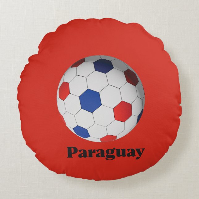 Paraguay Voetbal Rond Kussen (Voorkant)