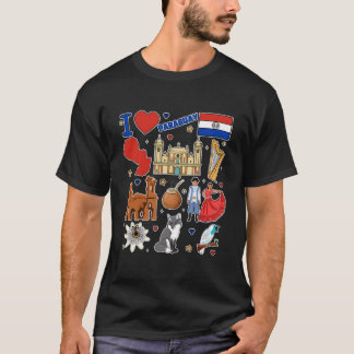 Paraguayaanse handgetekende symbolen Paraguay Kaar T-shirt