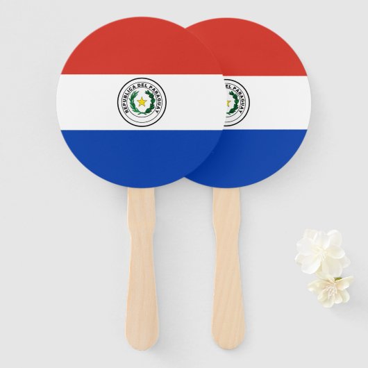 Paraguayaanse vlag handwaaier (Voorkant en achterkant)