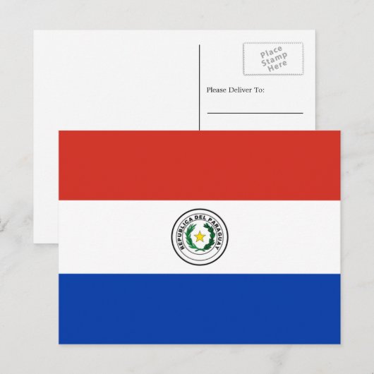 Paraguayaanse vlag, Vlag van Paraguay Briefkaart (Voorkant / Achterkant)