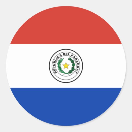 Paraguayaanse vlag, Vlag van Paraguay Ronde Sticker (Voorkant)