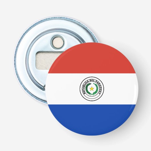 Paraguayese vlag button flesopener (Voorkant)
