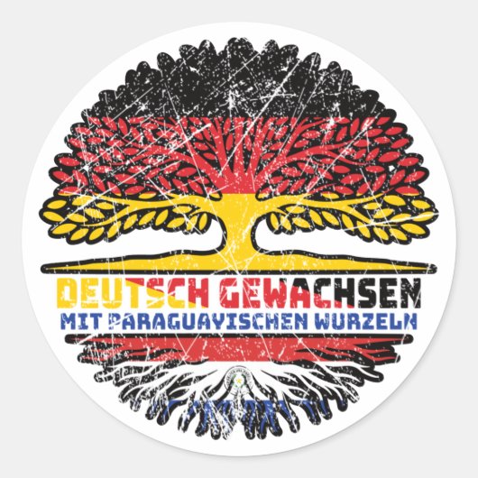 Paraguayisch Deutsch Deutschland Baum Ronde Sticker (Voorkant)