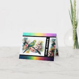 Parakeet and Cherry Blossoms Thank You Card Bedankkaart