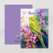 Parakeet Bedankt Opmerking Kaart (Voorkant / Achterkant)